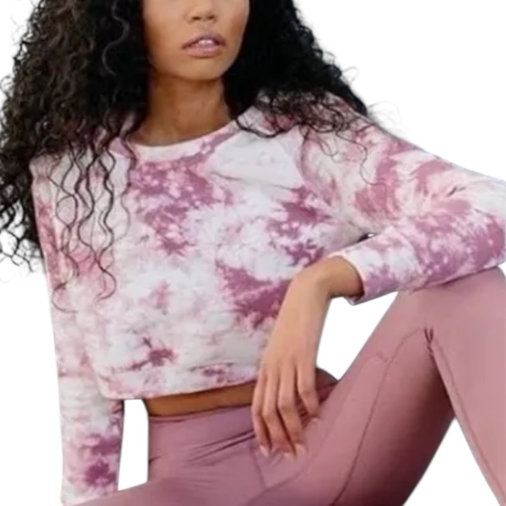 Balance Athletica•Pink Tie-Dye Crop Top Sweatshirt